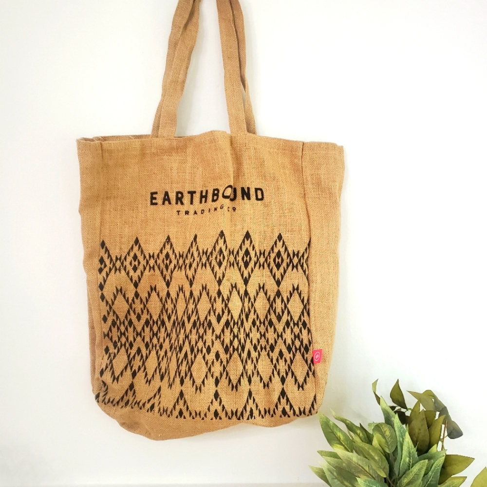 Earthbound Trading Company burlap patterned tote